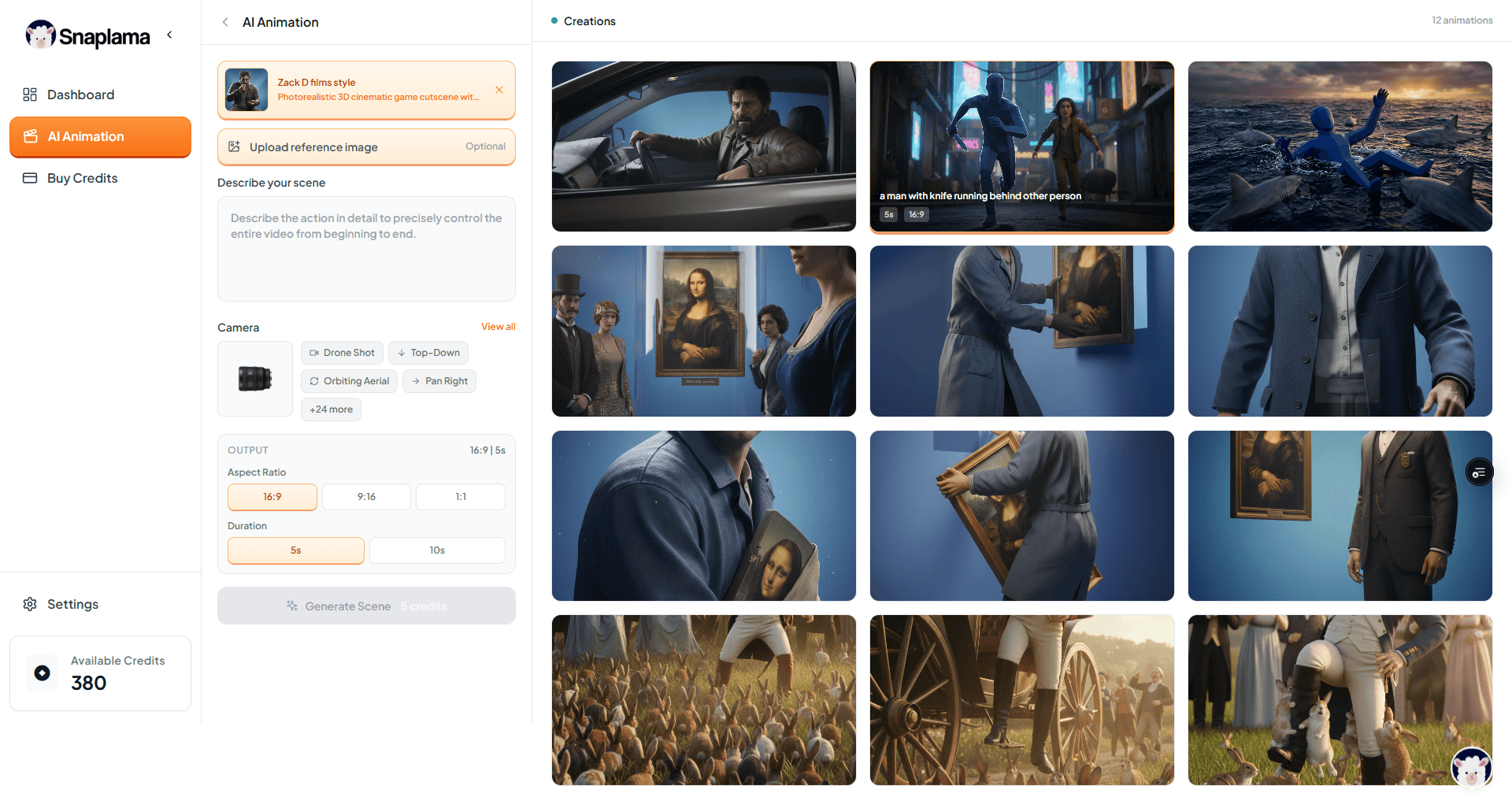 Snaplama scene prompt input