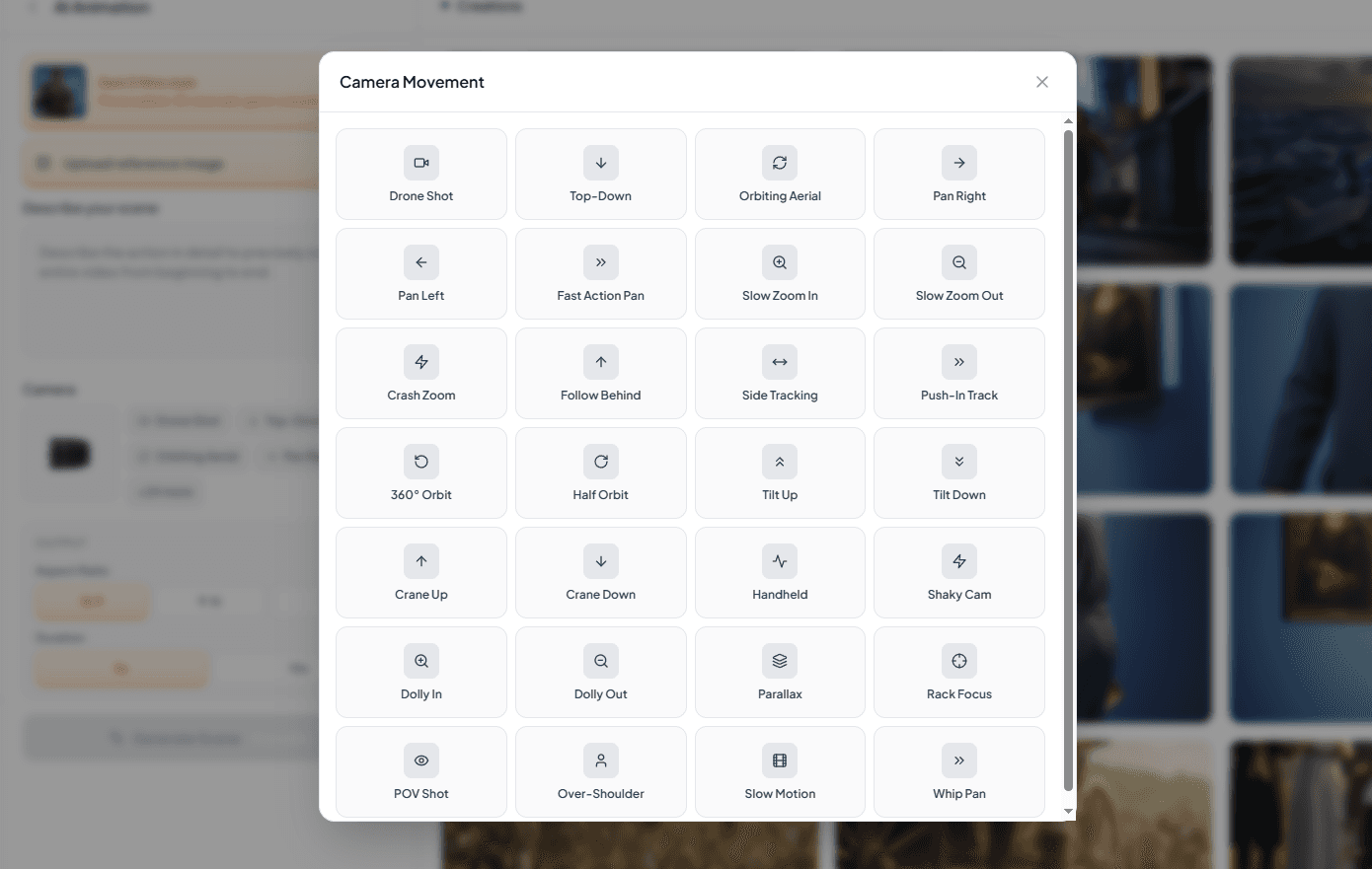 Snaplama camera movement options